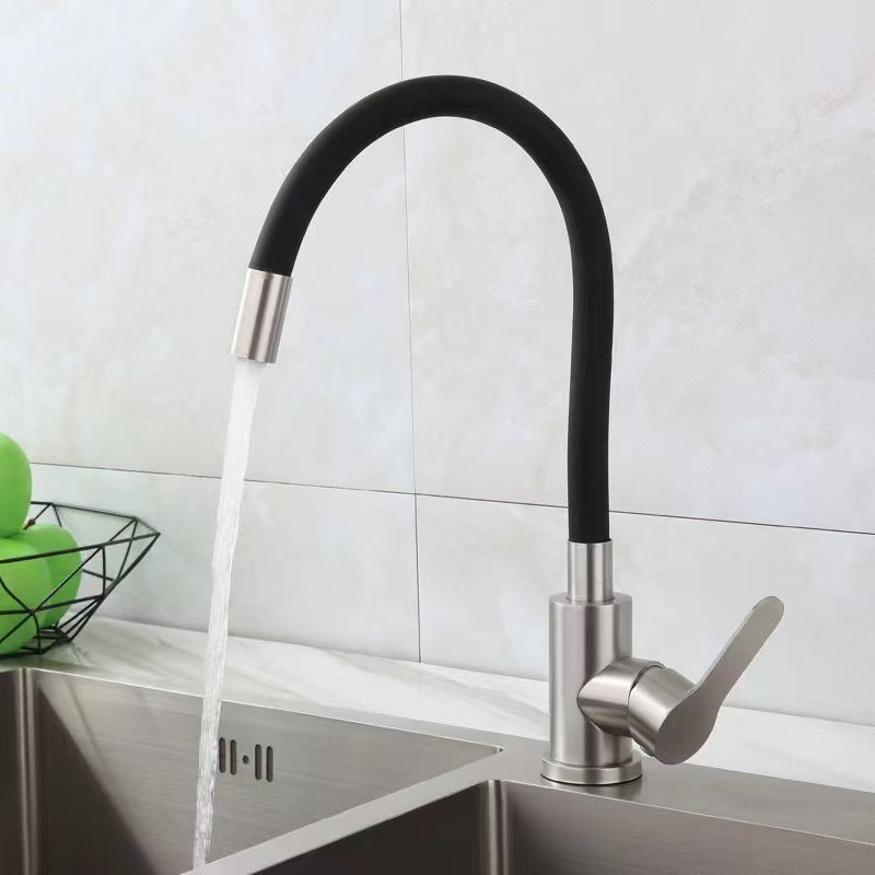 Robinet flexible pour cuisine col de cygne en inox