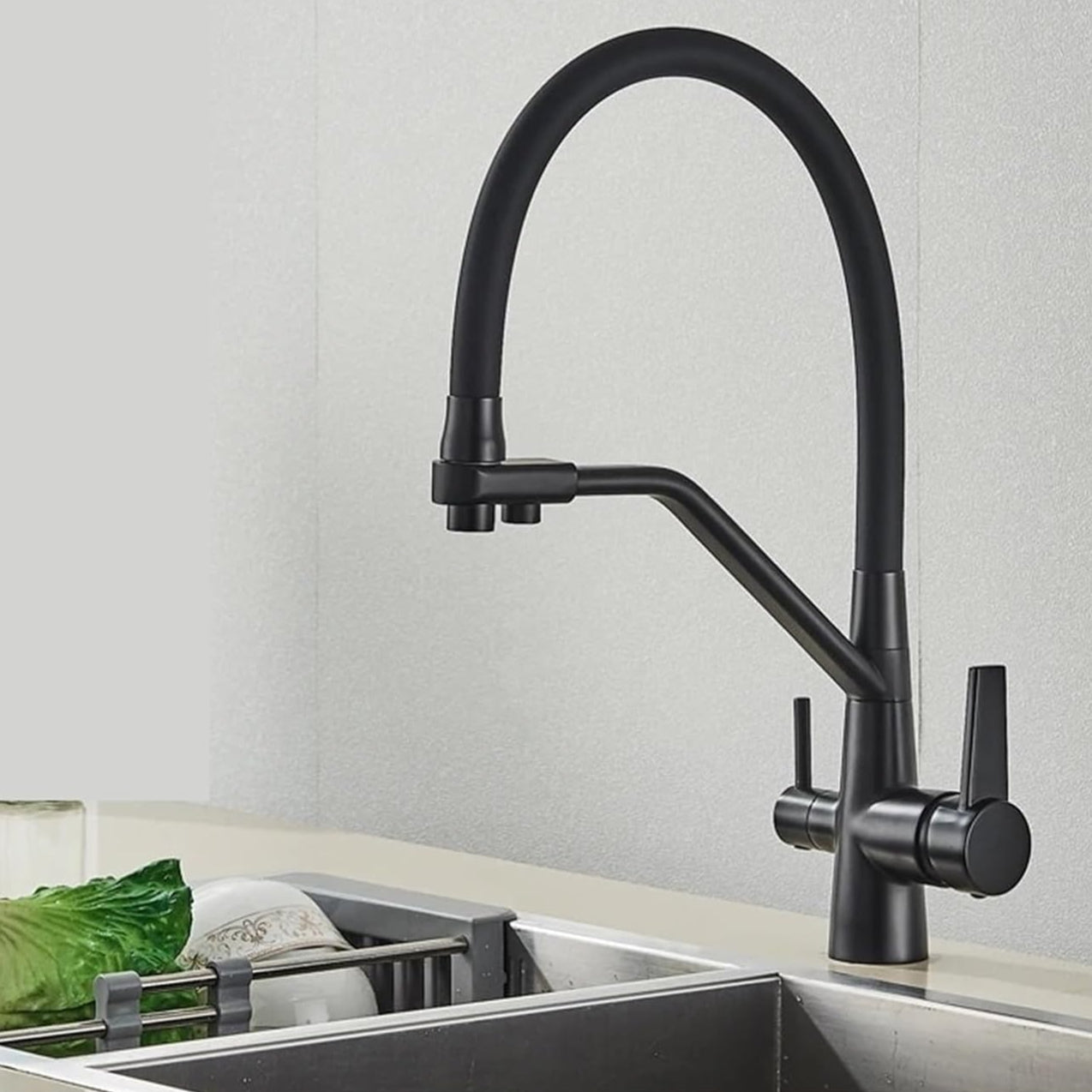 Robinet cuisine flexible purificateur d'eau en laiton