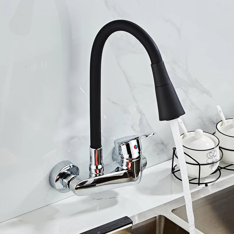 Robinet flexible mural pour cuisine en laiton