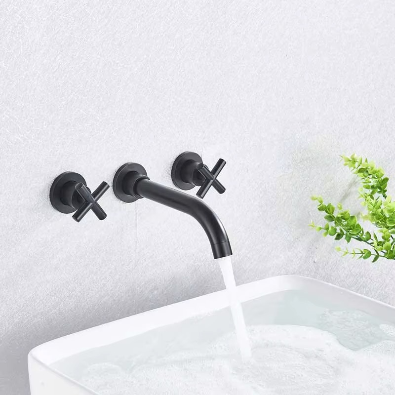 Robinet mural pour salle de bain mural en laiton
