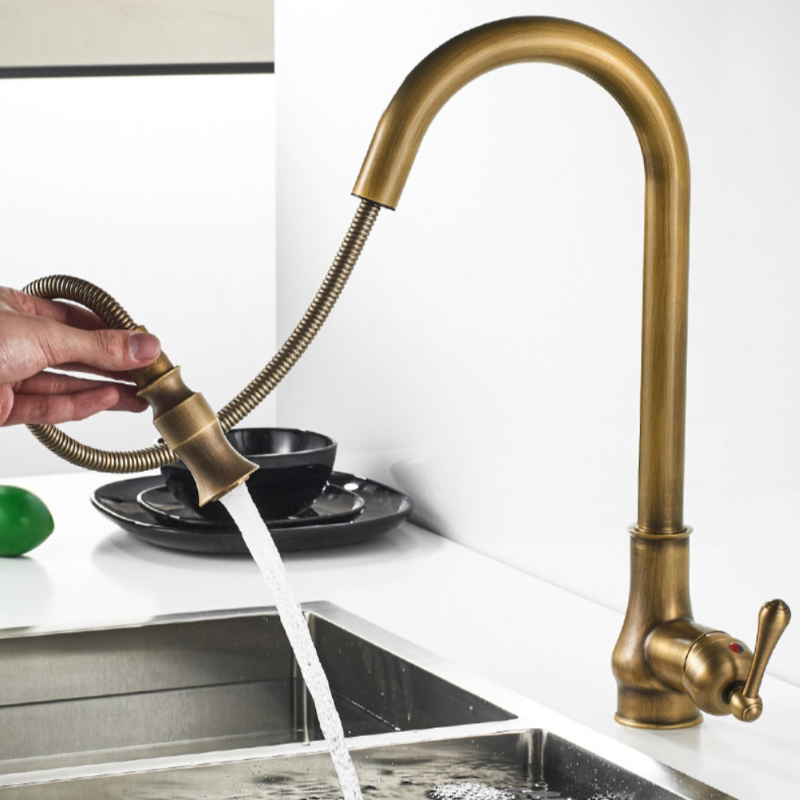 Robinet douchette vintage pour cuisine en laiton