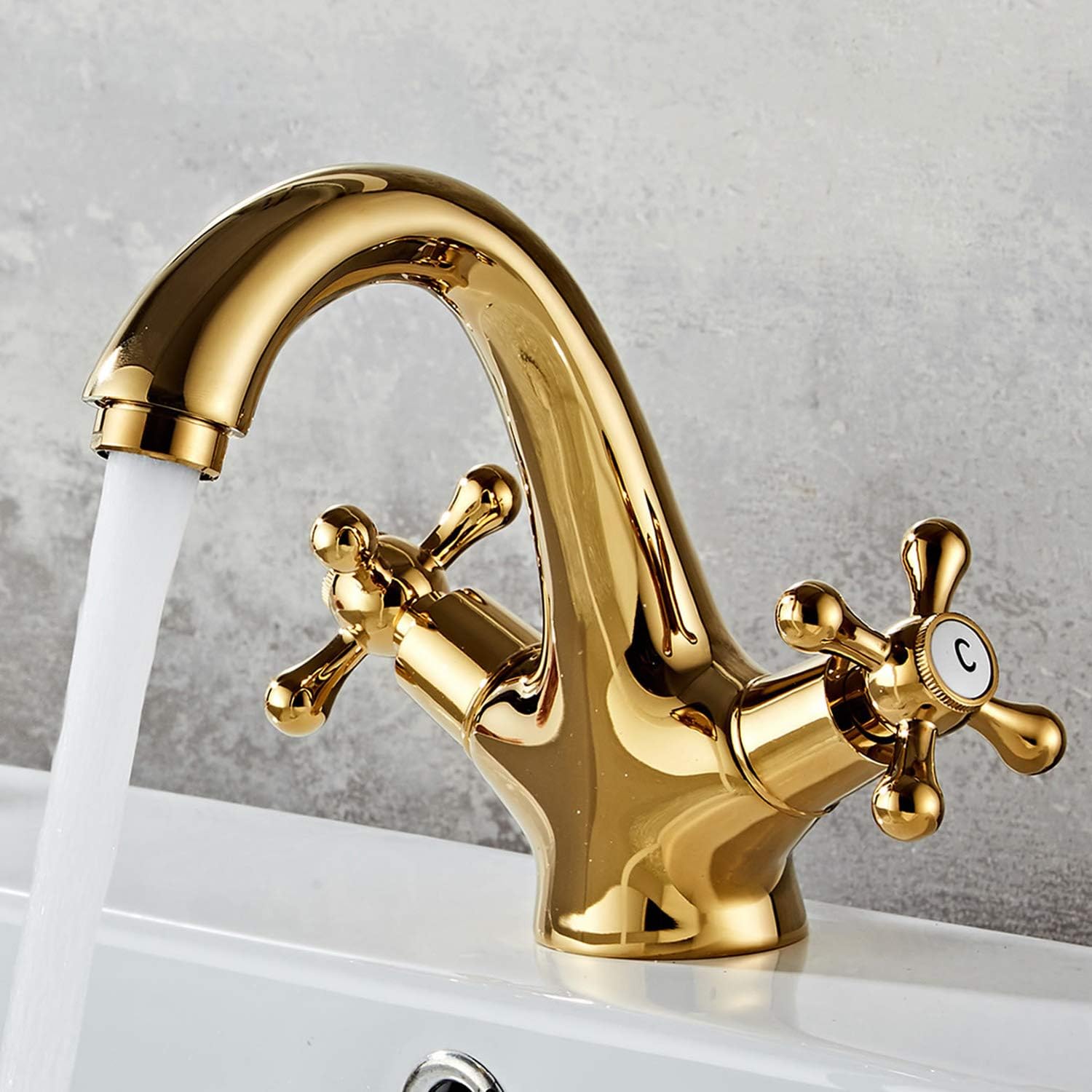 Robinet vintage pour salle de bain en laiton