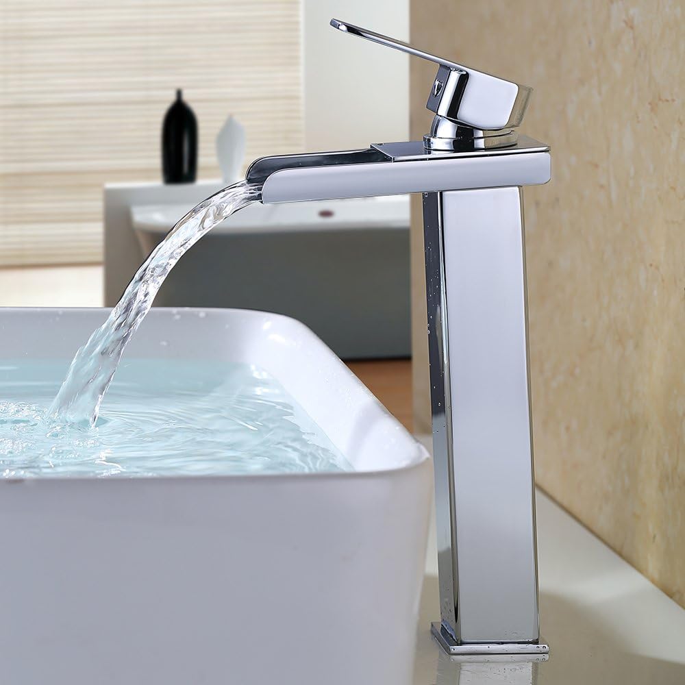 robinet haut cascade pour vasque salle de bain en laiton