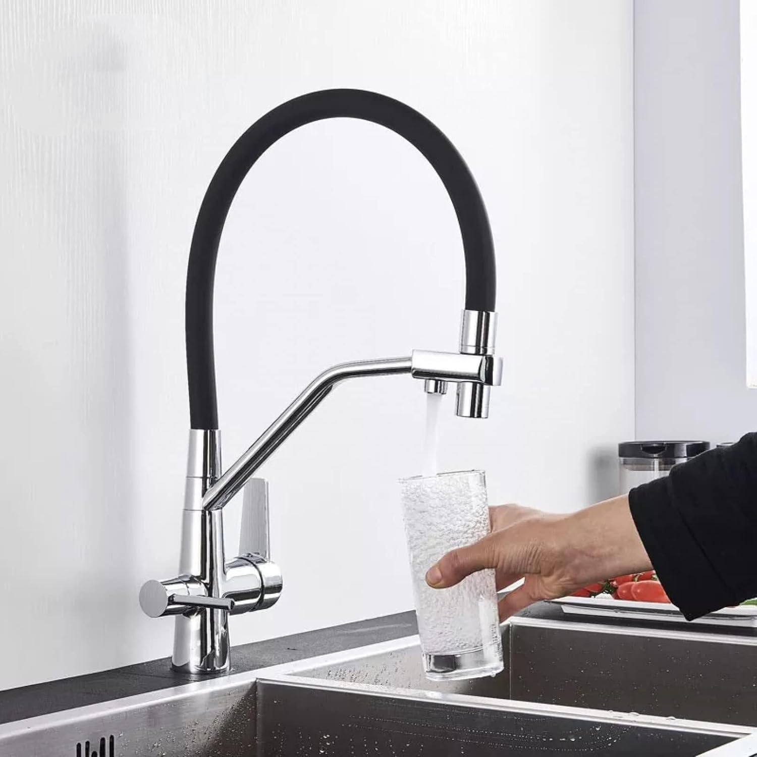 Robinet cuisine flexible purificateur d'eau en laiton