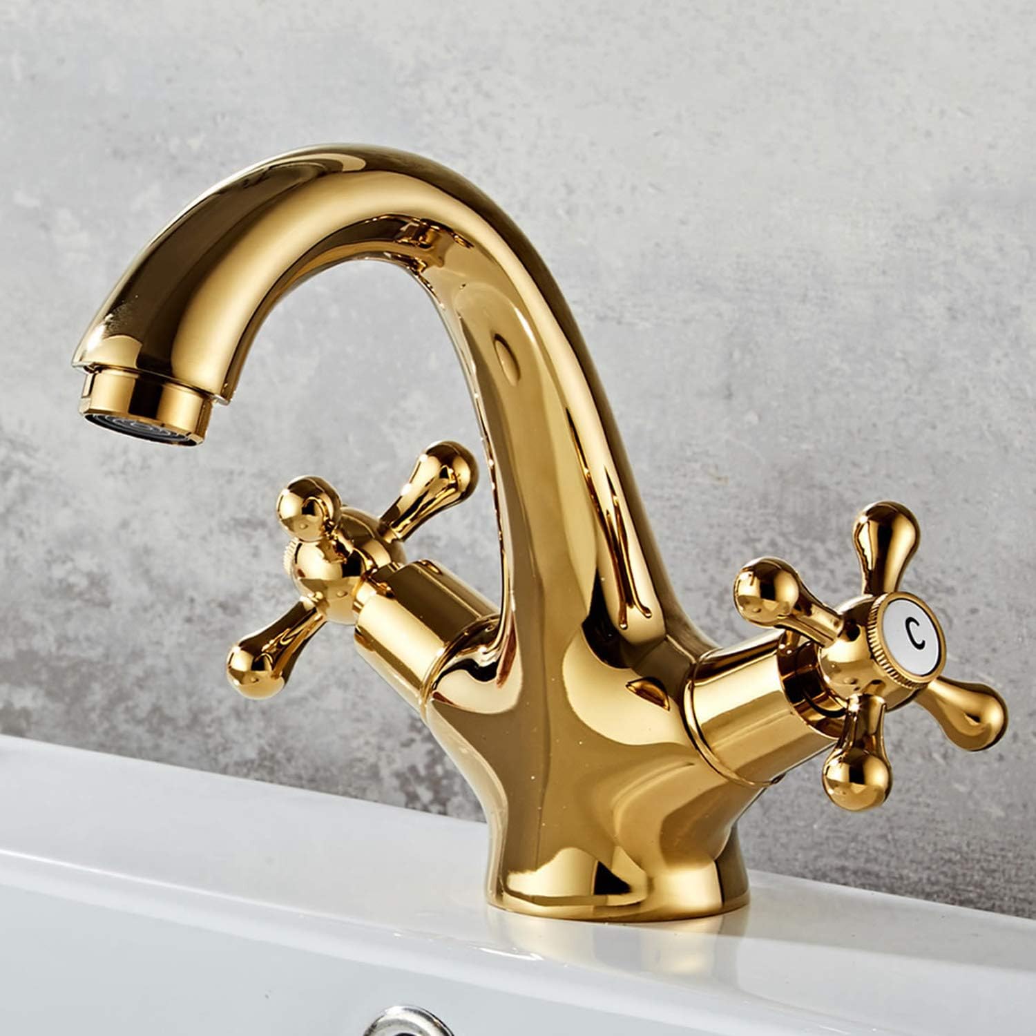 Robinet vintage pour salle de bain en laiton