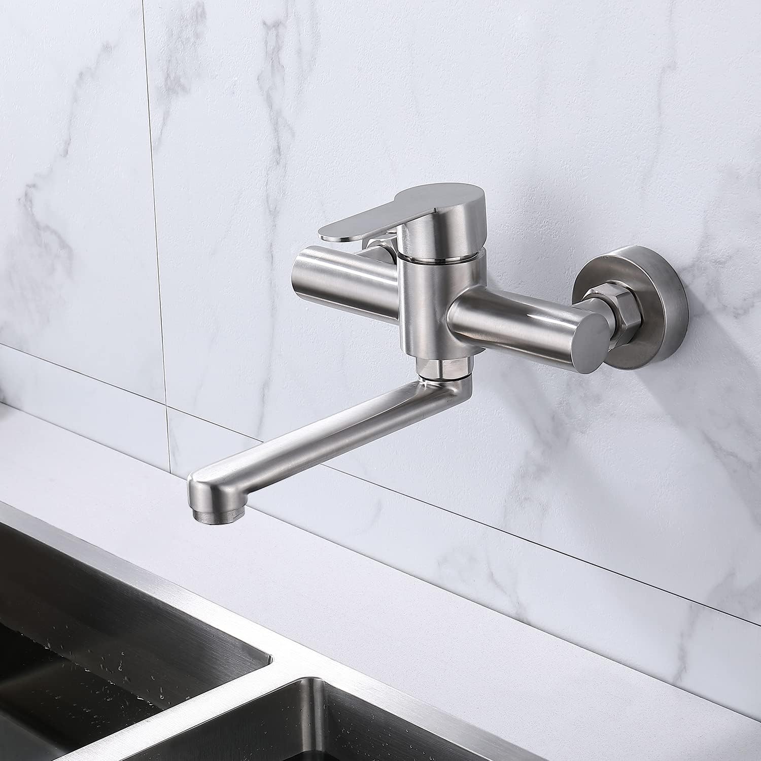 Robinet mural pour cuisine en inox