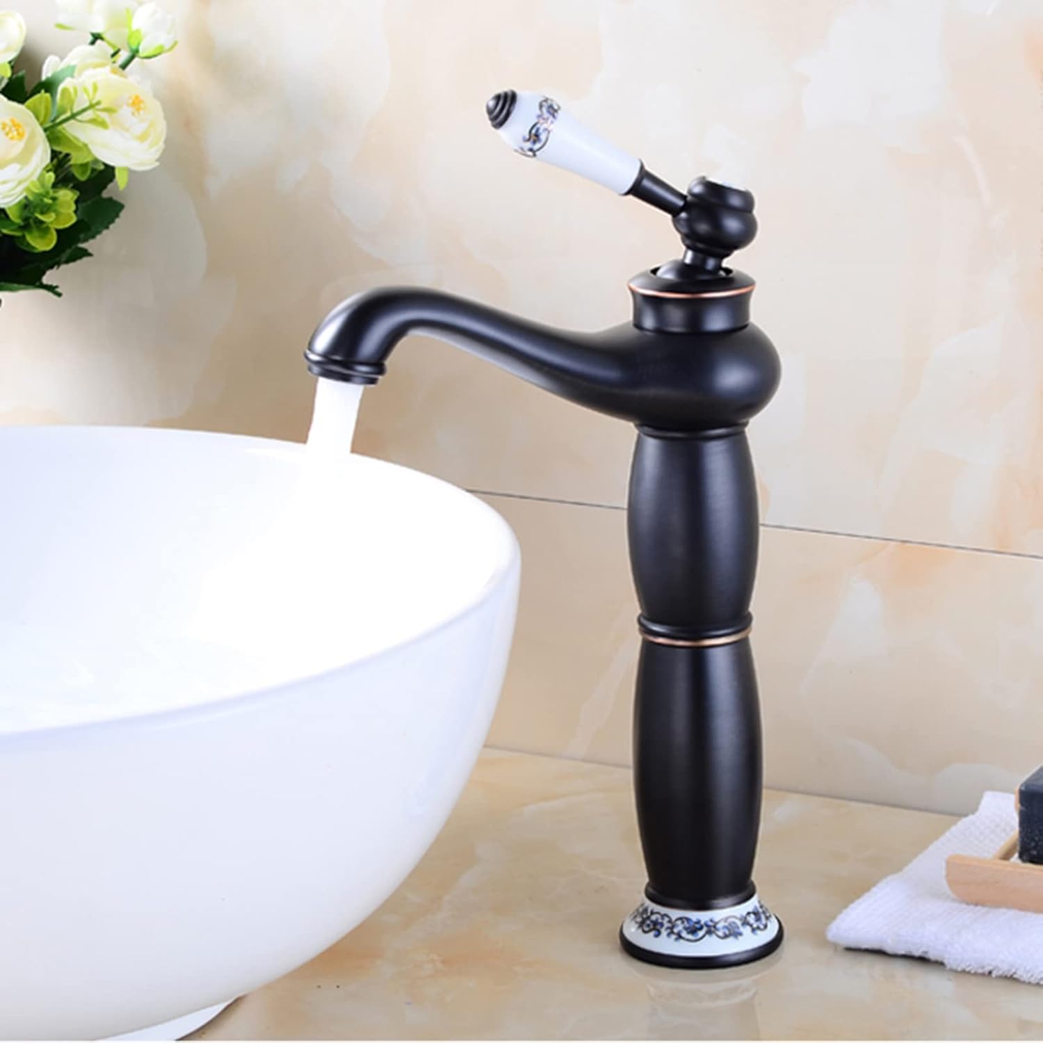 Robinet haut vintage pour vasque salle de bain en laiton
