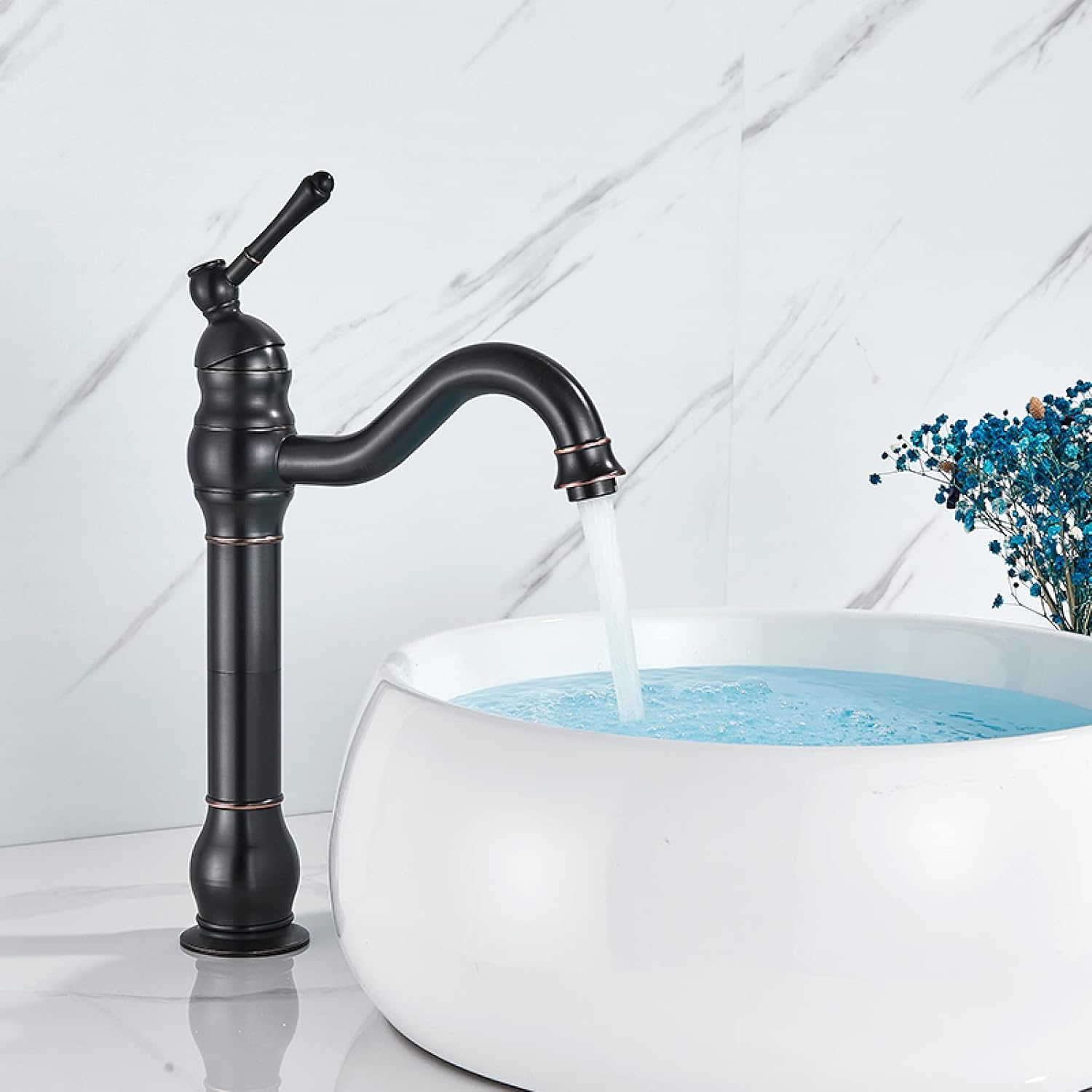 Robinet haut vintage pour vasque salle de bain en laiton