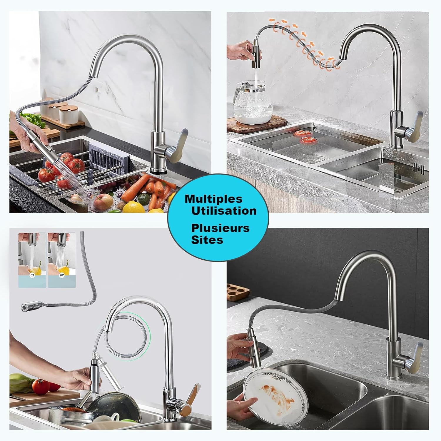 Robinet douchette pour cuisine en laiton