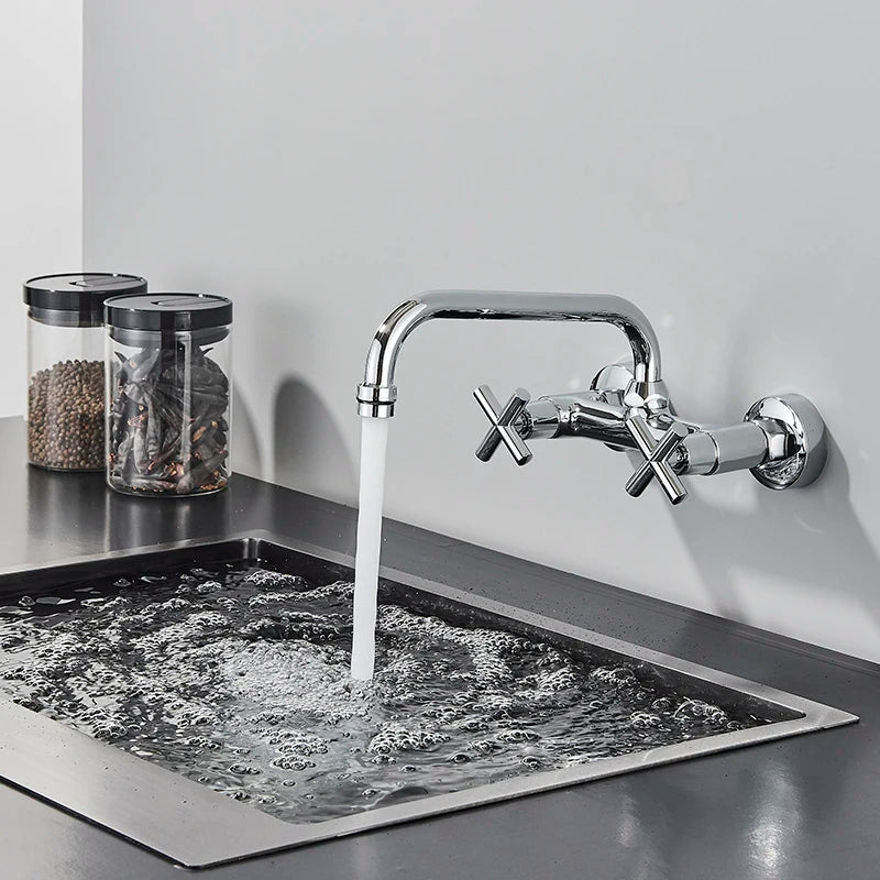 Robinet mural pour cuisine retro en inox