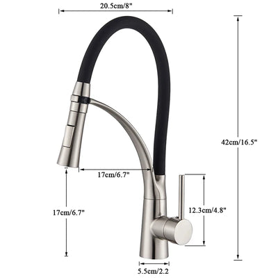 Robinet cuisine flexible 3 voies avec bec en silicone et 2 jets ajustables