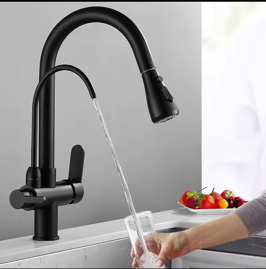 Robinet cuisine douchette purificateur d'eau en laiton