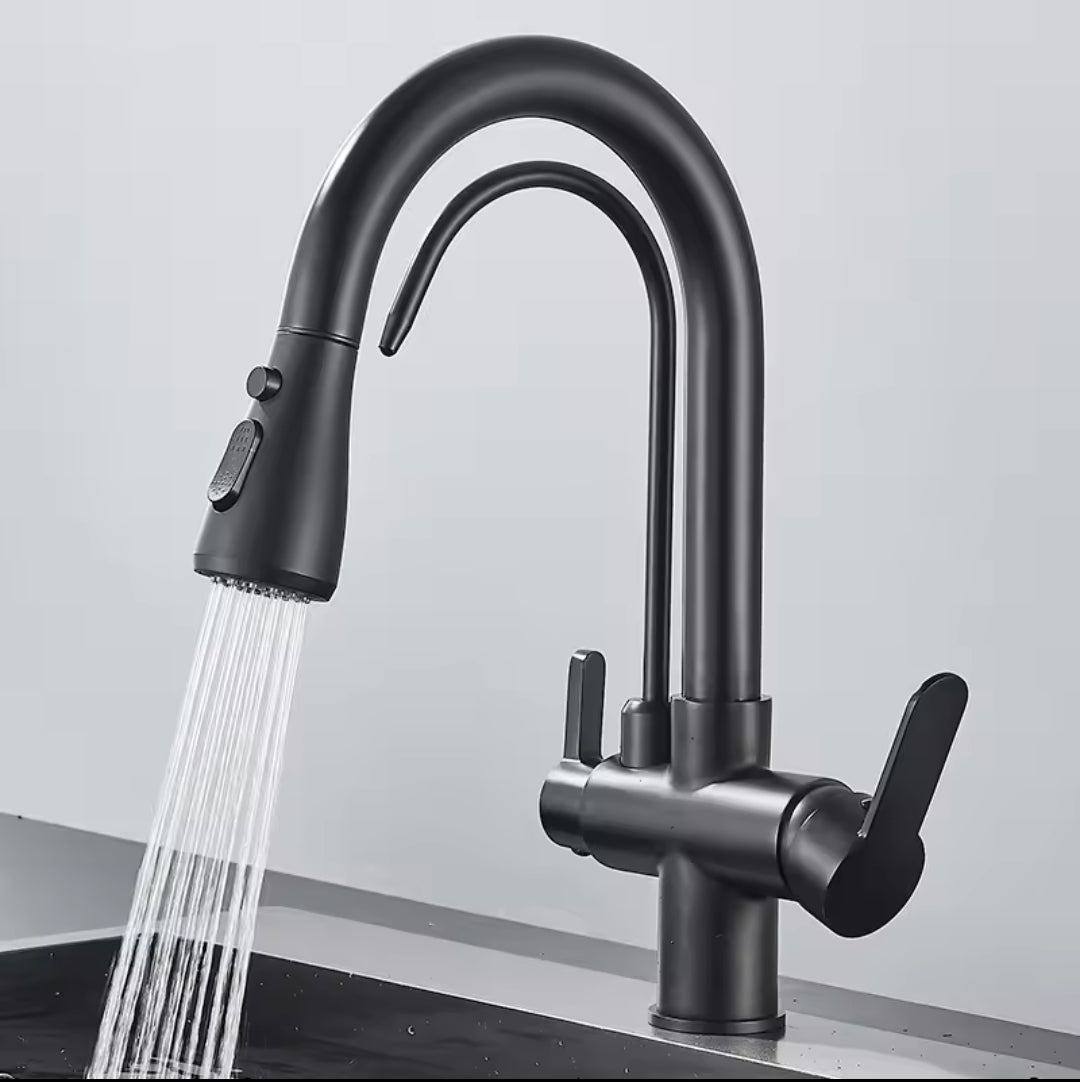 Robinet cuisine douchette purificateur d'eau en laiton
