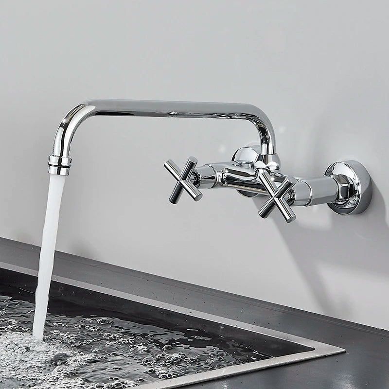 Robinet mural pour cuisine retro en inox