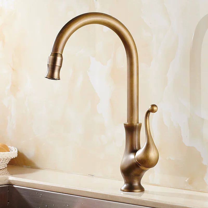 Robinet vintage col de cygne pour cuisine en laiton