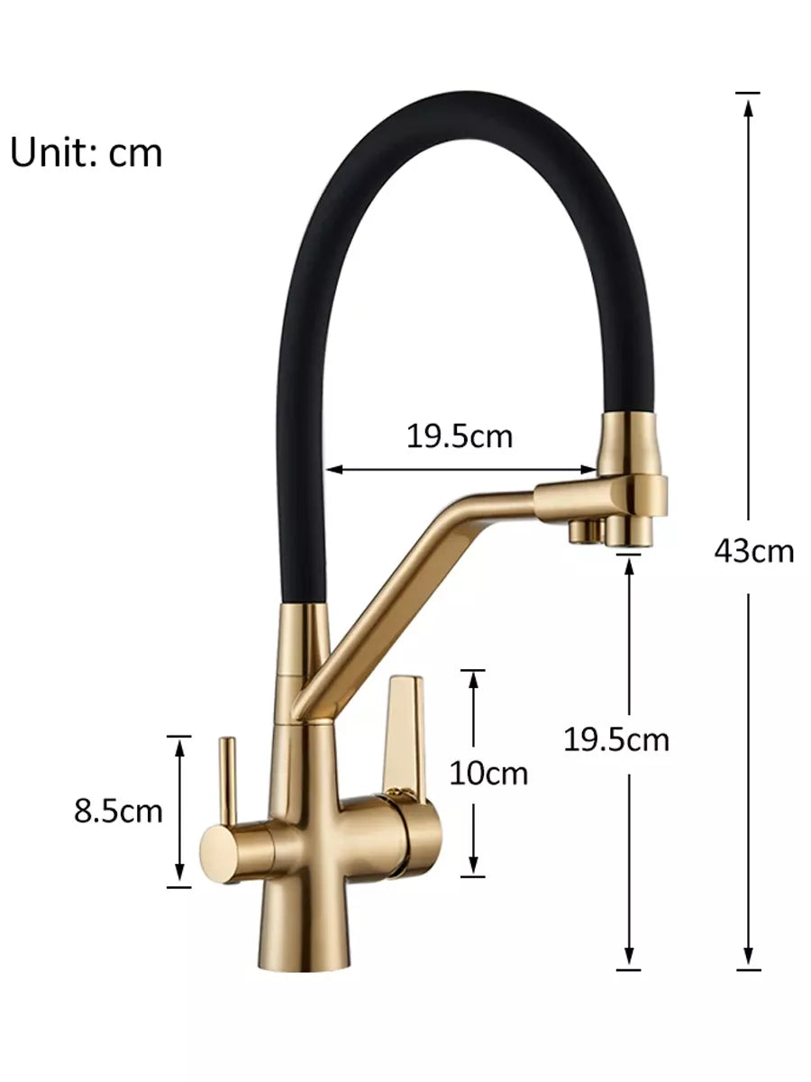 Robinet cuisine flexible purificateur d'eau en laiton