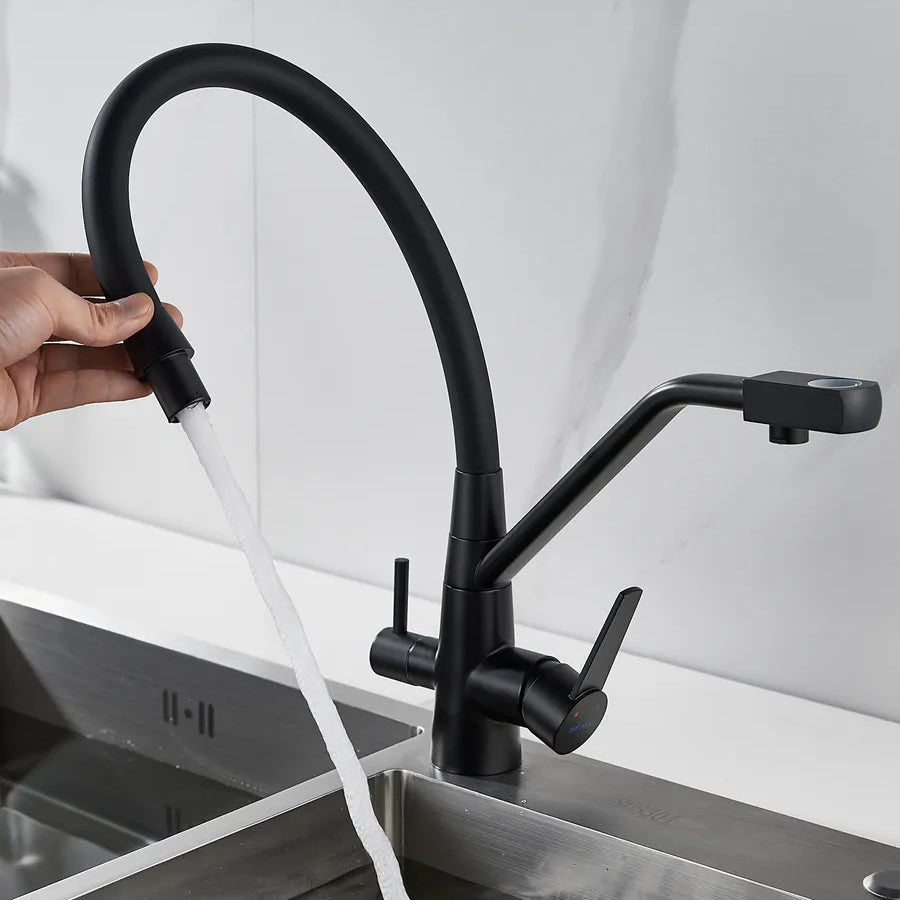 Robinet cuisine flexible purificateur d'eau en laiton