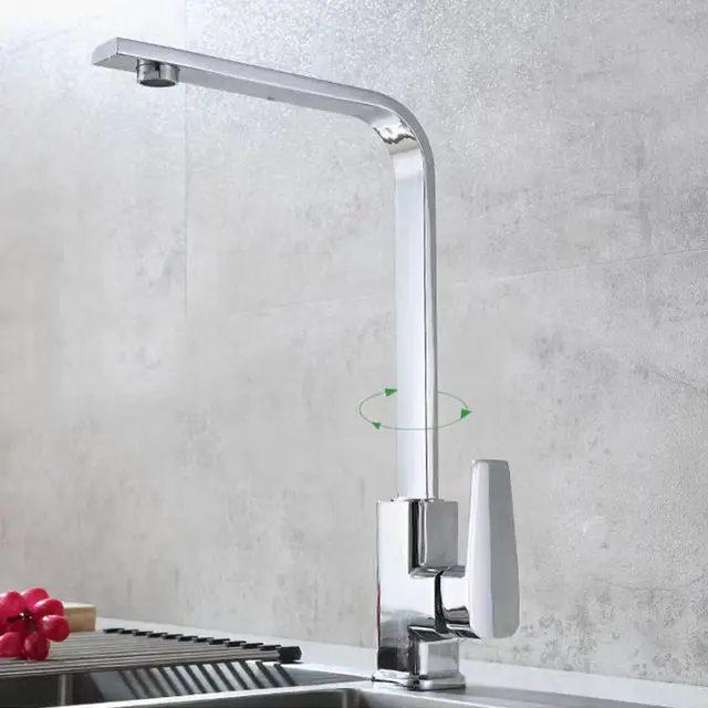 Robinet cuisine avec bec plat en laiton