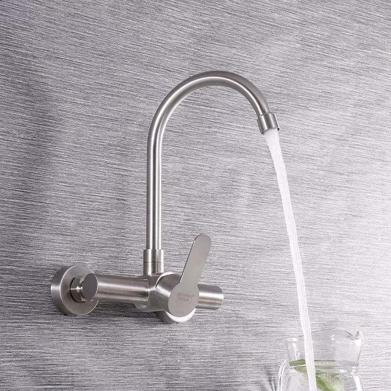 Robinet cuisine murale 3 voies col de cygne en inox