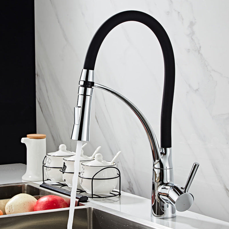 Robinet cuisine flexible 3 voies avec bec en silicone et 2 jets ajustables