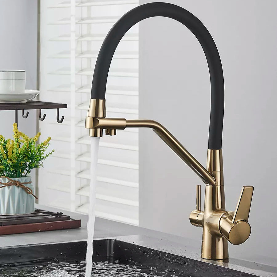 Robinet cuisine flexible purificateur d'eau en laiton