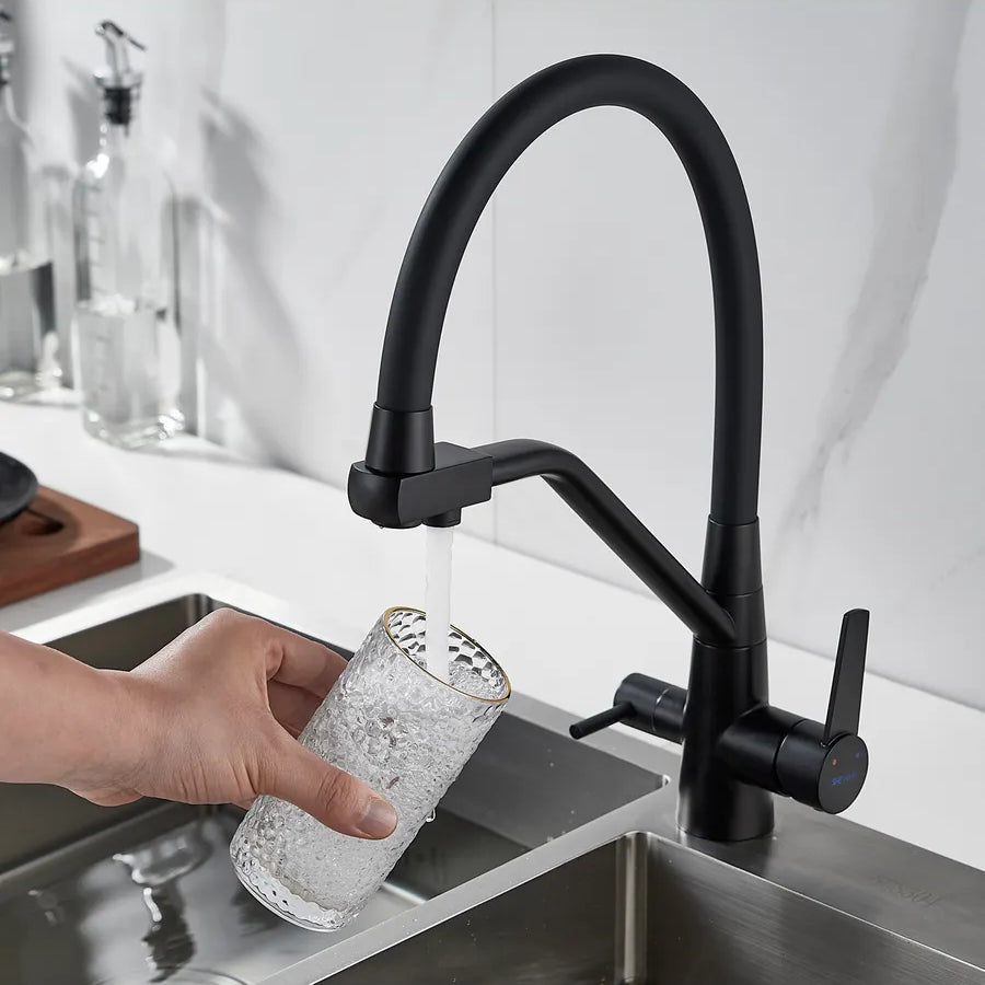 Robinet cuisine flexible purificateur d'eau en laiton