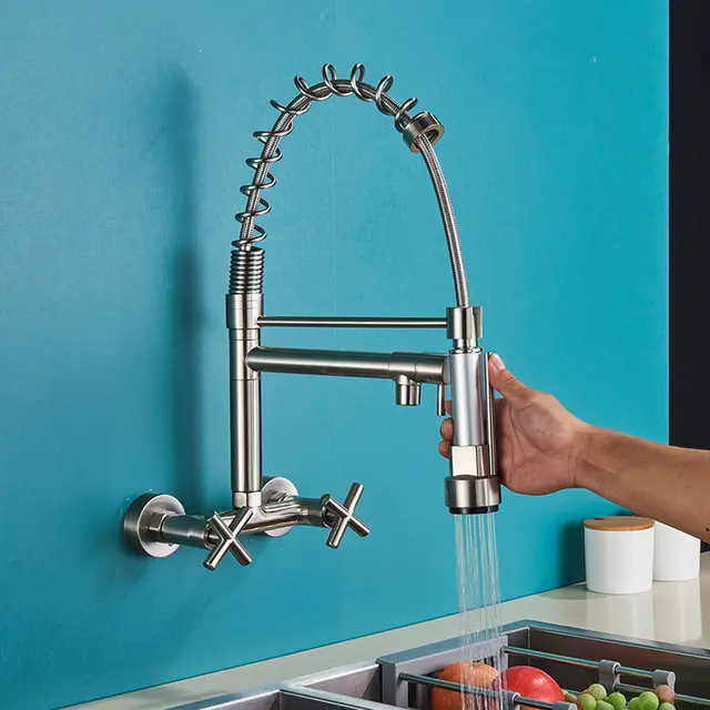 Robinet cuisine douchette mural 3 voies avec jet modulable