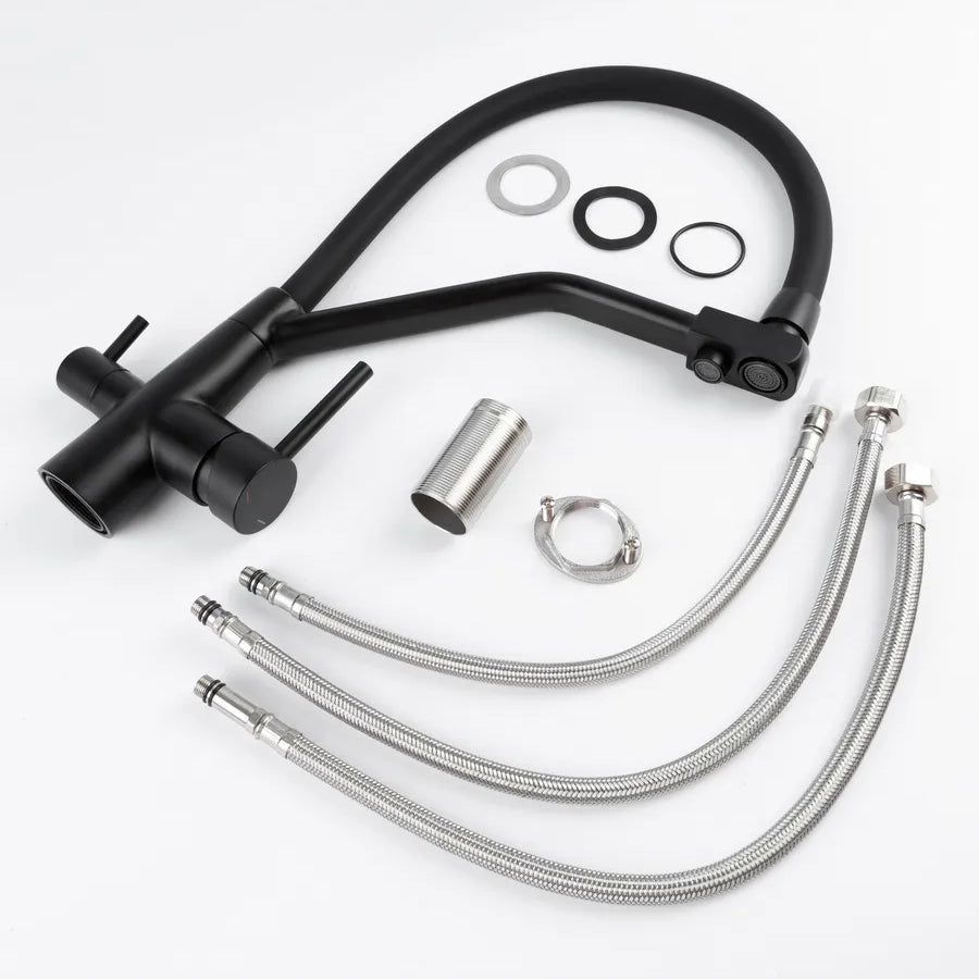 Robinet cuisine flexible purificateur d'eau en laiton