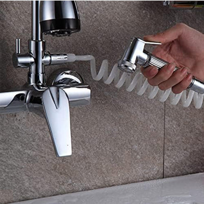 Robinet cuisine douchette murale 3 voies en inox avec 2 jets modulables
