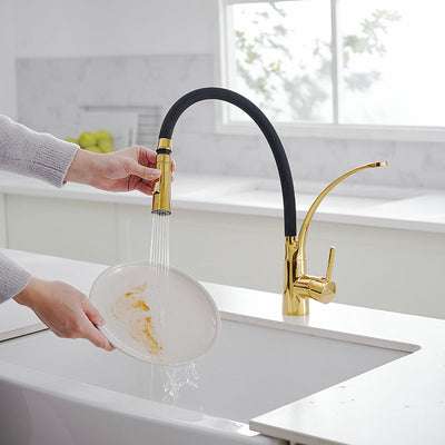 Robinet cuisine flexible 3 voies avec bec en silicone et 2 jets ajustables